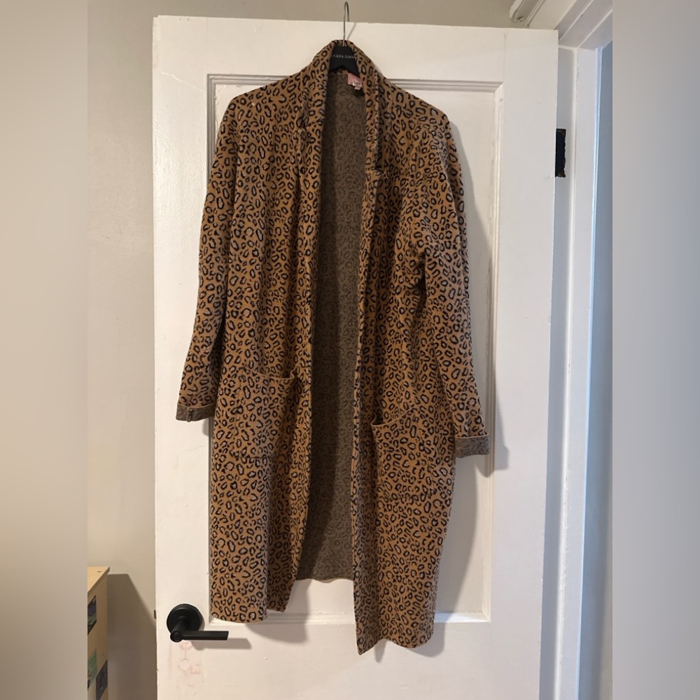 Chic Leopard Print Open Cardigan Le Rumi size L